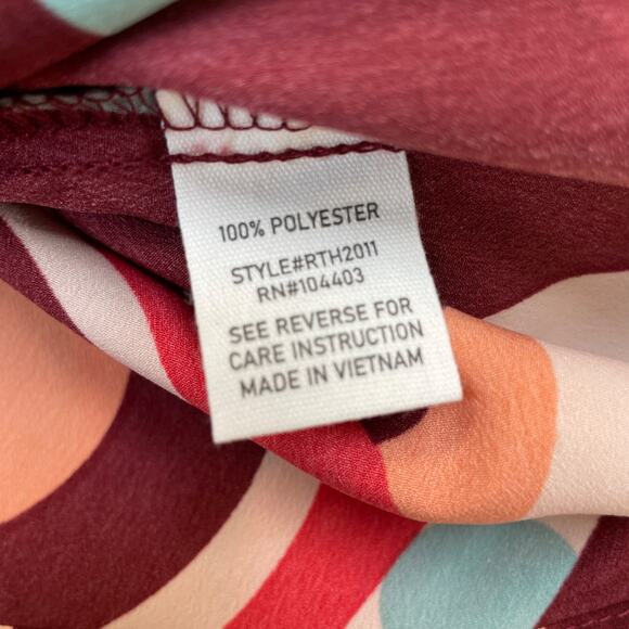 August Sky for Anthropologie Bright Abstract Print Long Sleeve Blouse Size M - Picture 4 of 5